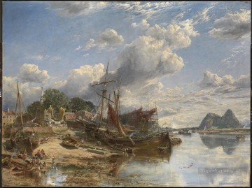 Landscapes Painting - Shipyard at Dumbarton Samuel Bough landscape